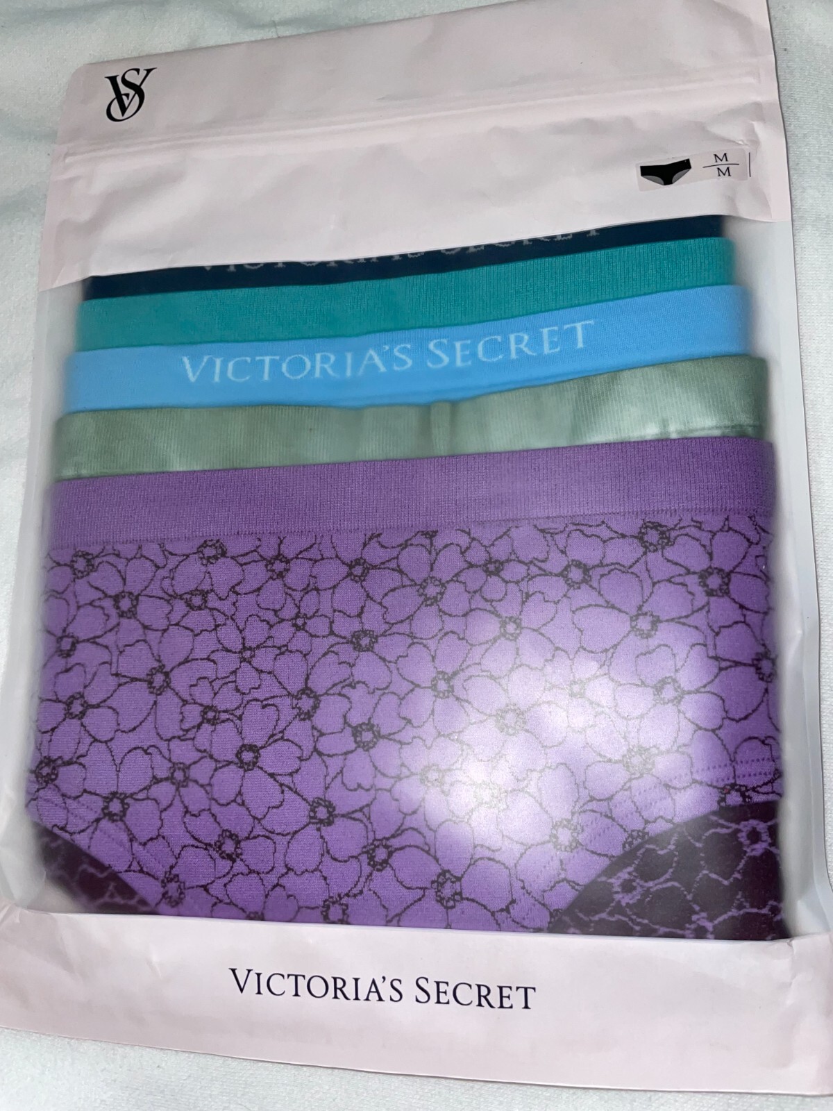 VICTORIA SECRET 5-Pack Logo Hip hugger Panties Women’s M Floral Seamless NWT
