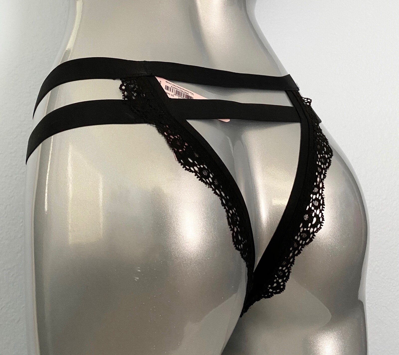 Victoria’s Secret Cheekini Panty Luxe Black Very Sexy Open Banded XS S M L XL