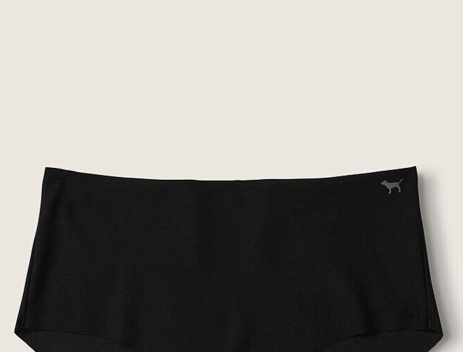 M NOSHOW Dark NOIR Black Stretch Victorias Secret PINK Boyshort Brief Pantie
