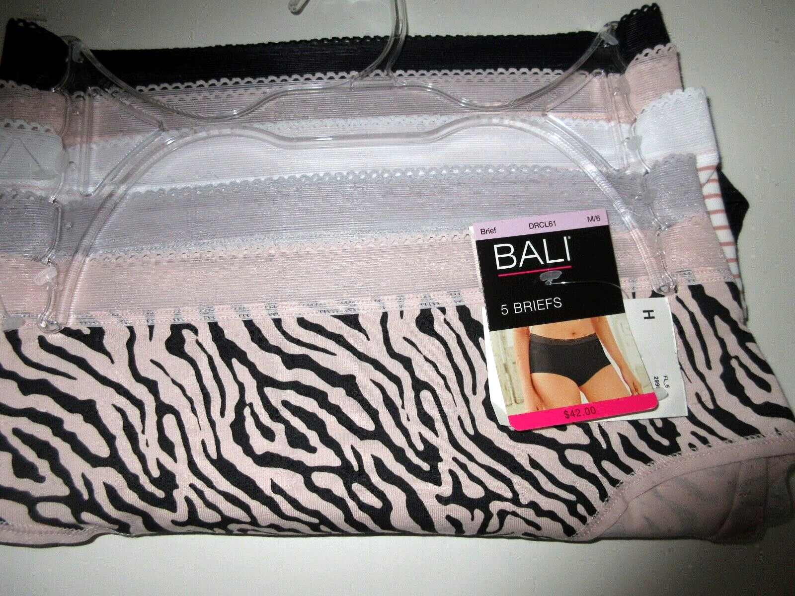 Bali 5-pair BRIEF Panty underwear multicolor DRCL61 cotton Women ~ M/6 $42.00
