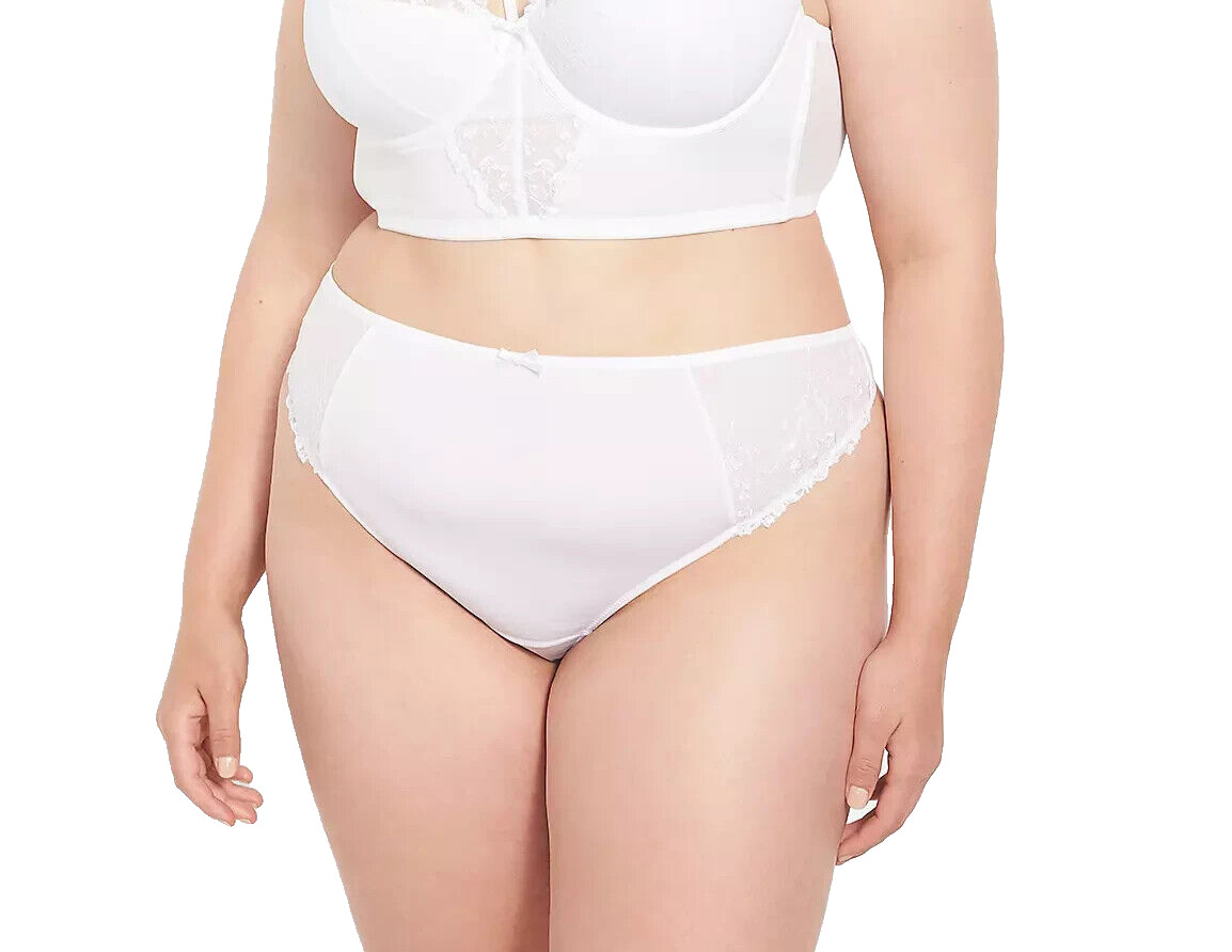 Cacique~New With Tags~White Embroidered High-Leg Thong~Size 14-16W (XL-0X)