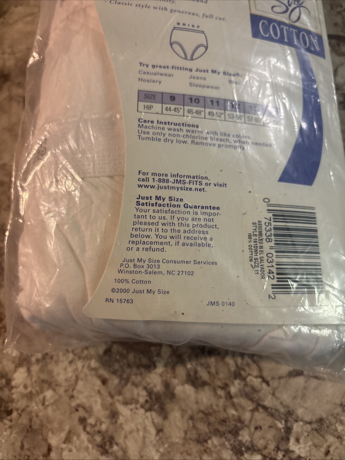 Vintage 2000 Just My Size Women’s White Cotton Briefs Size 11 Pack Of 3 Sealed