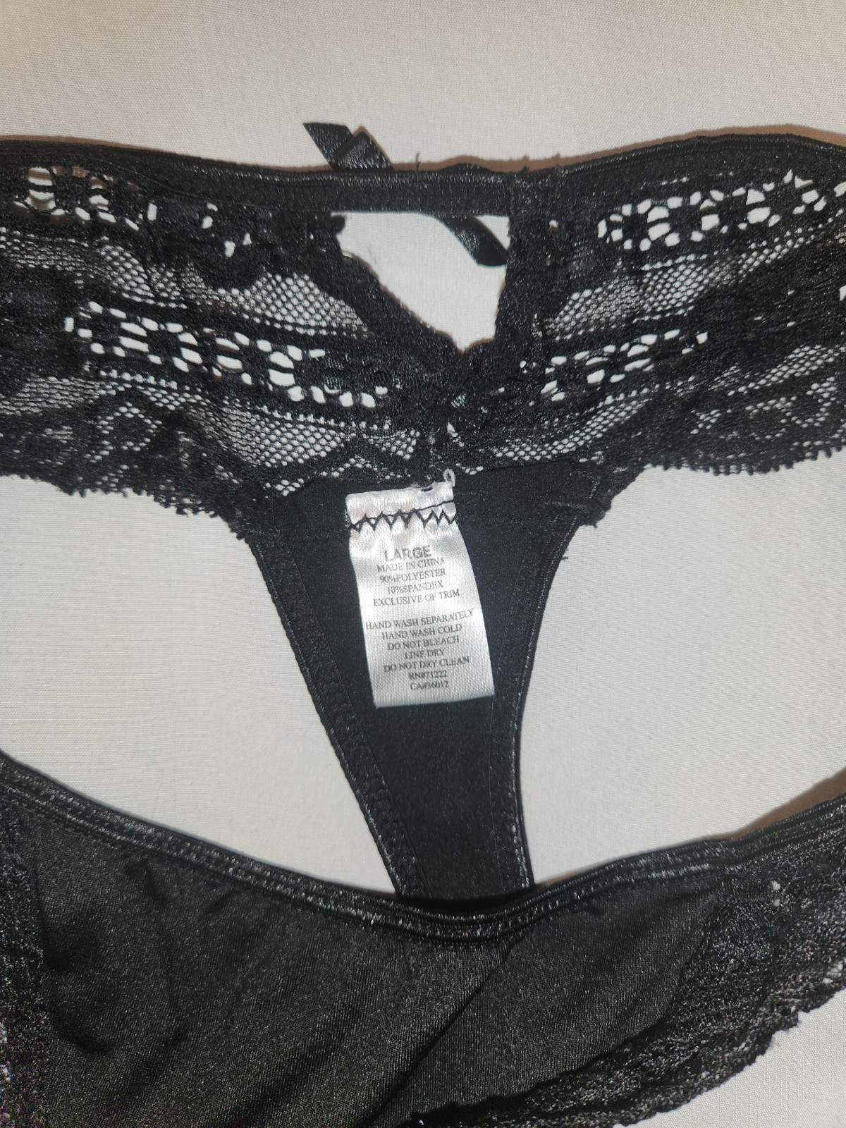 Lot of 3 Sexy Lace Thong Panties Black & Pink Mid Rise Size L RN 71222 11