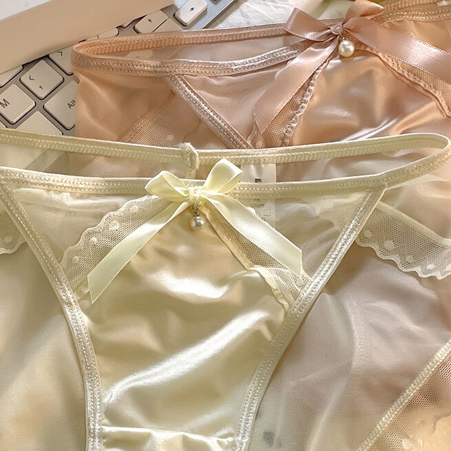 5Pack Lot Womens Satin Panties Bikini Brief Sheer See Through Underwear Lingerie
