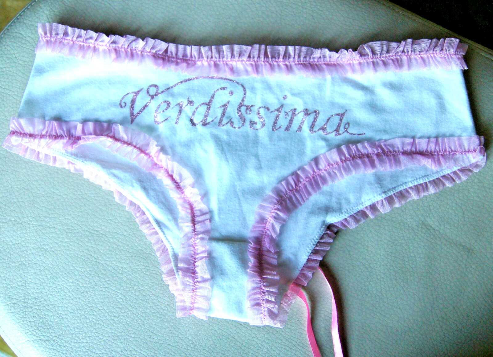 Verdissima White Cotton Pink Ruffle Thong/Culotte With Ballet Shoes 2 Pair Pack