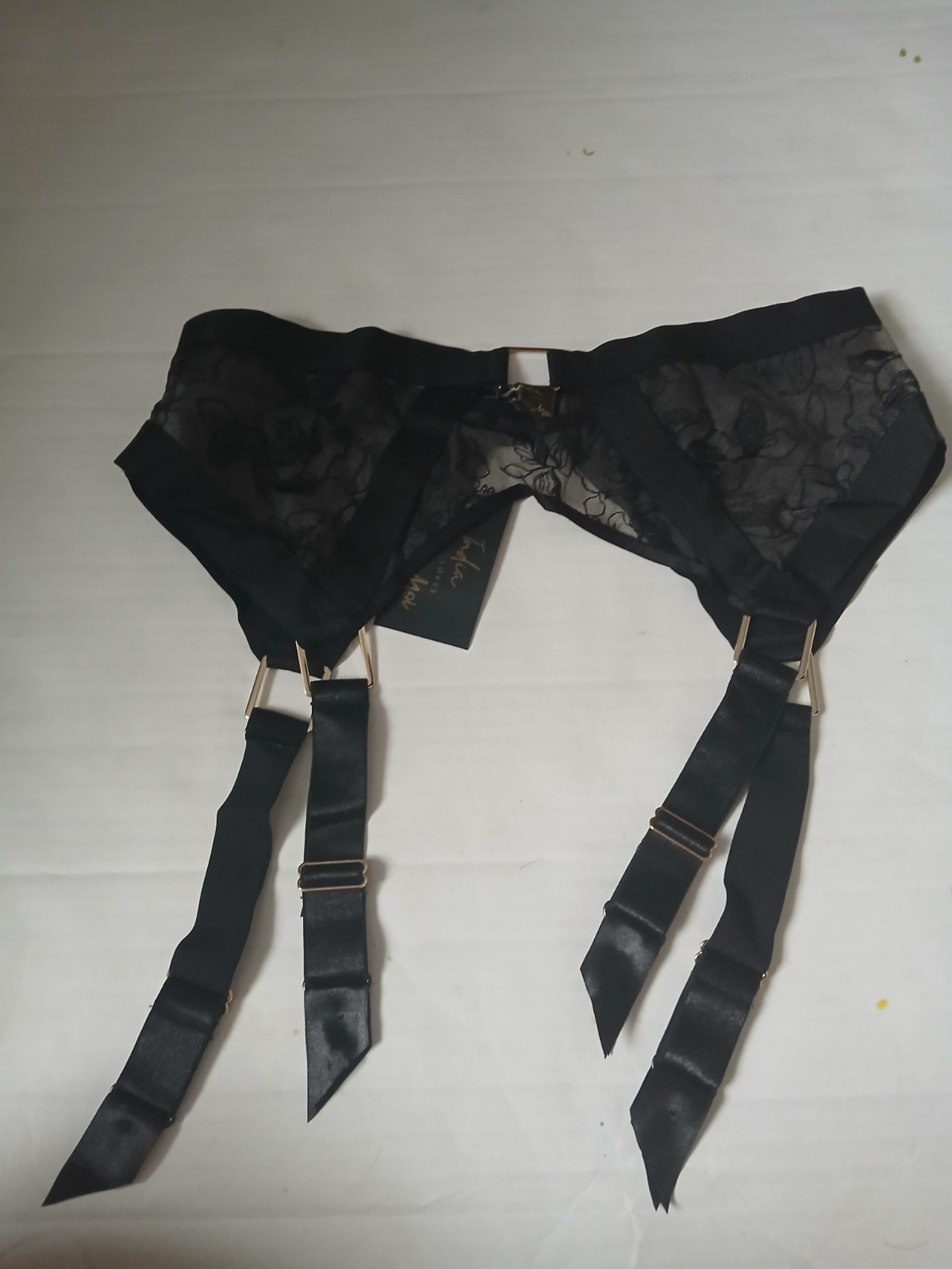 Pour Moi India Embroidery Suspender Black / Cosmetic Freepost 14