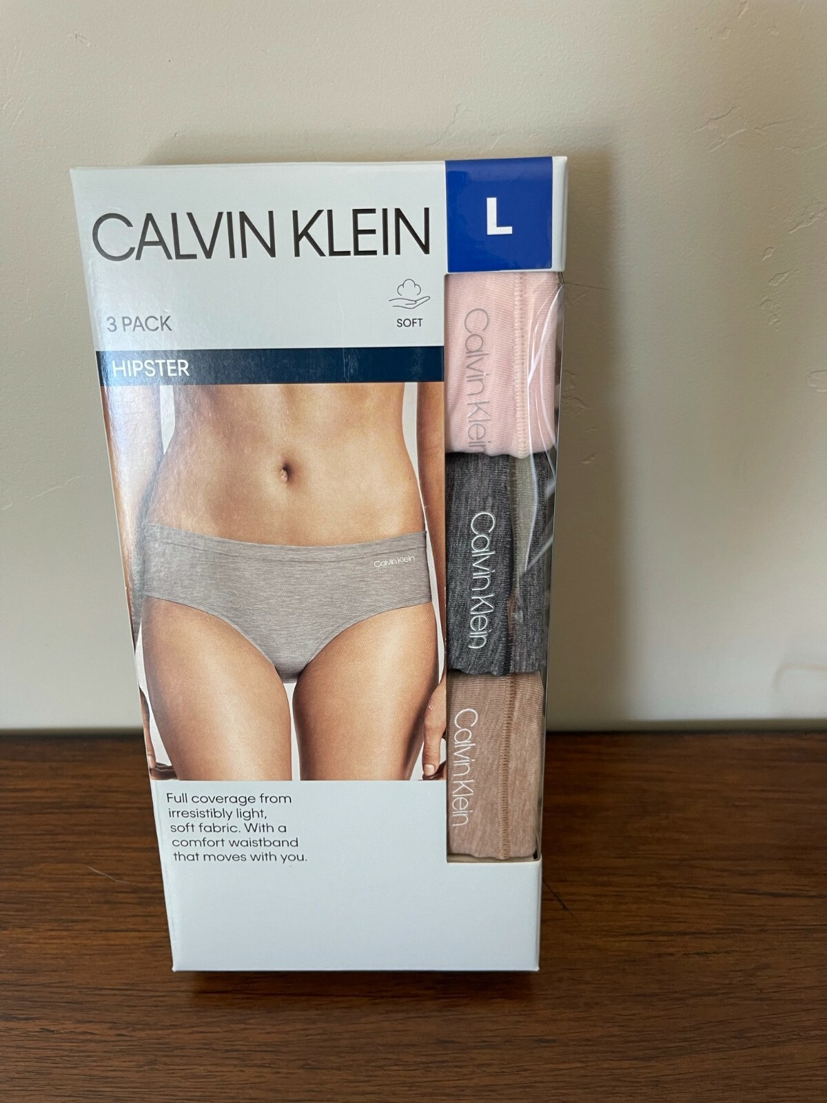 BNIP Calvin Klein 3pk Women’s Hipster Panties, Polyester/Lyocell/Elastane