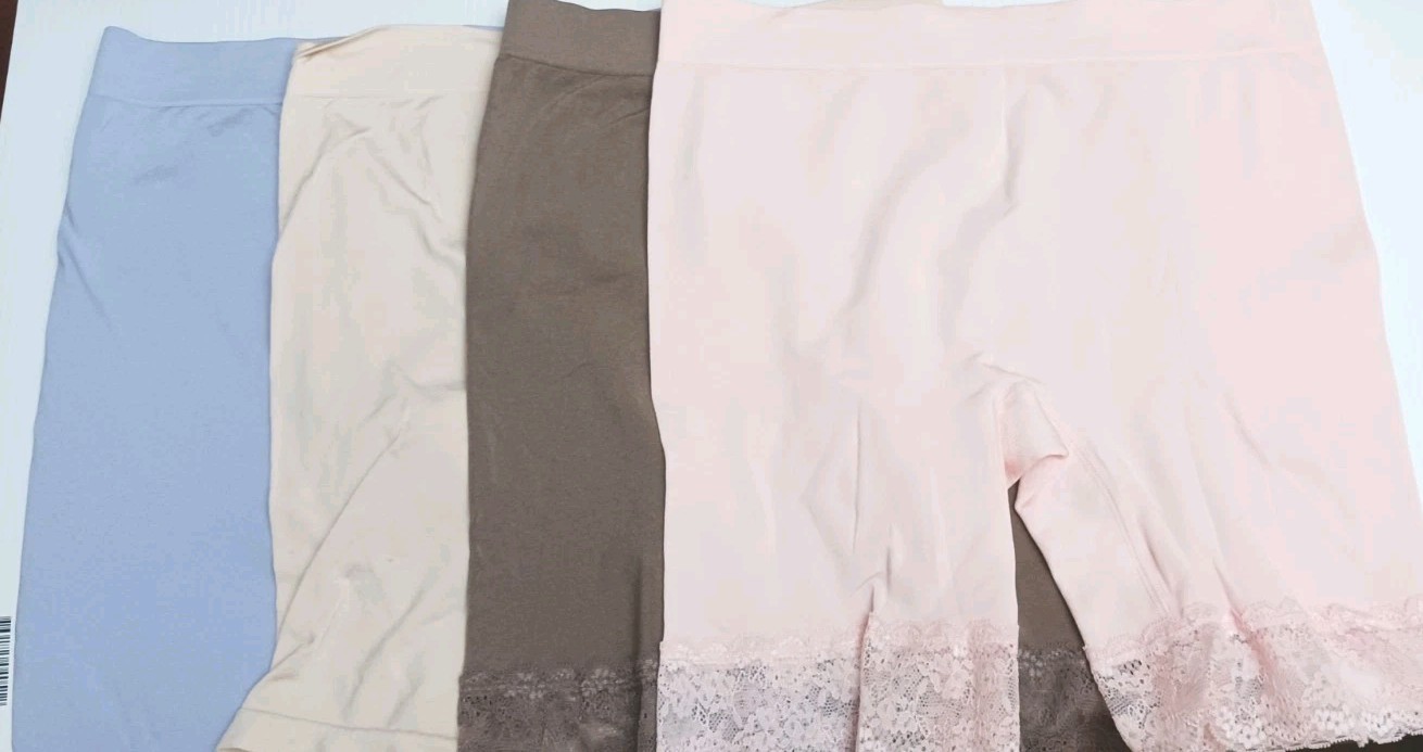 4 Breezies sz L Seamless Smoothing Panties Mid Thigh Shorts with Plain Lace Trim