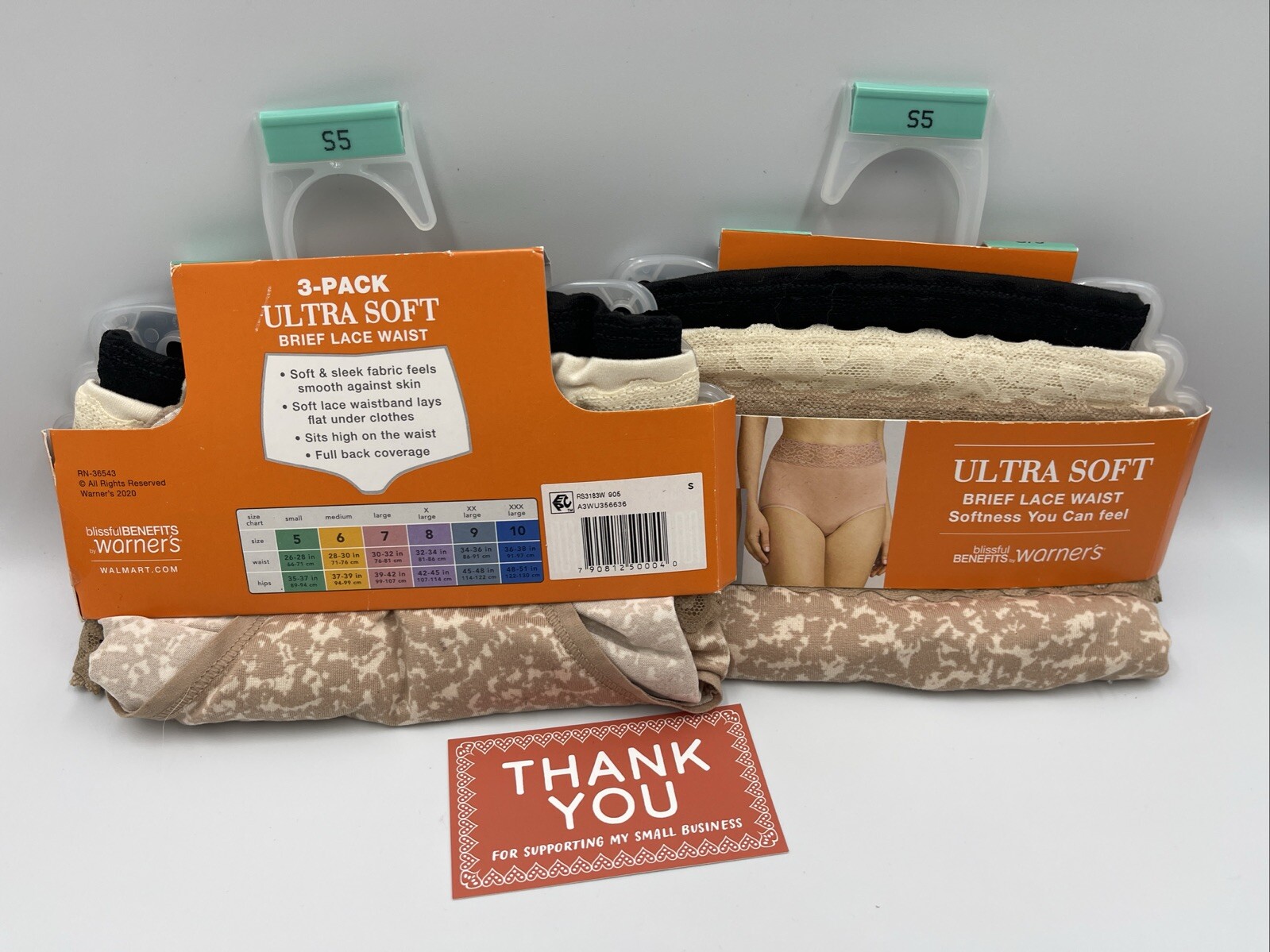 Warner’s Ultra Soft Brief Panties With Lace – 3 Pack – Size S-5 LOT OF 2 NEW