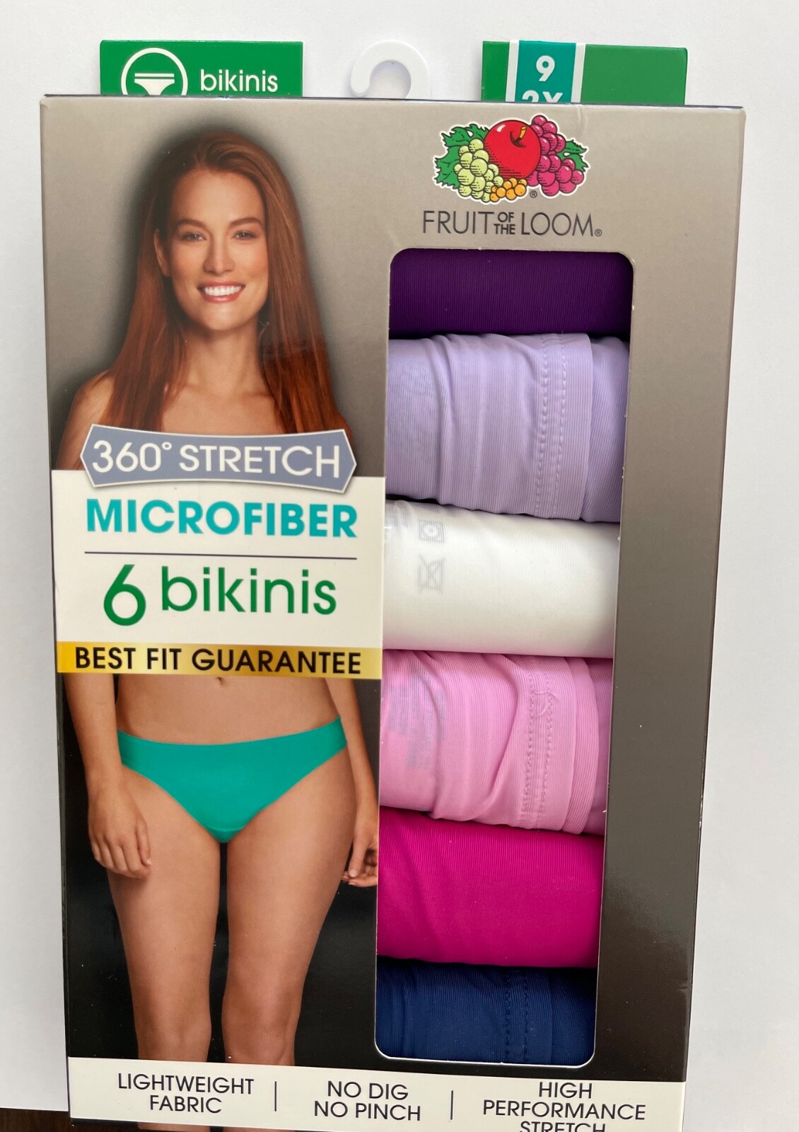 FOL Microfiber Women’s 360 Stretch 6pk Bikinis size 9