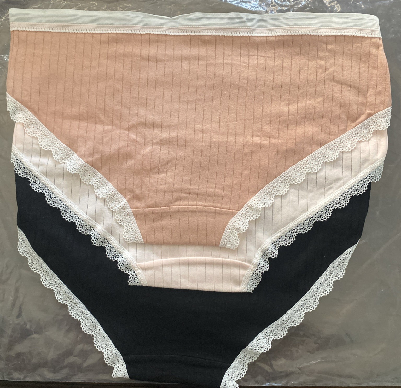 Cotton Middle Waist Panties, 95% Cotton Set 3 Black/pink/L Brown breathable L US
