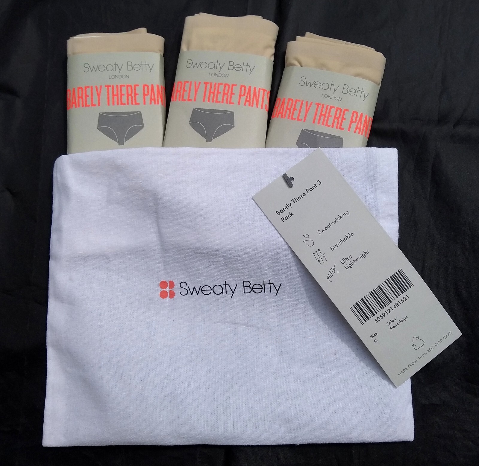Sweaty Betty Knickers Pants Barely There 3 Pack Nude White Size XS – 3XL 8-22