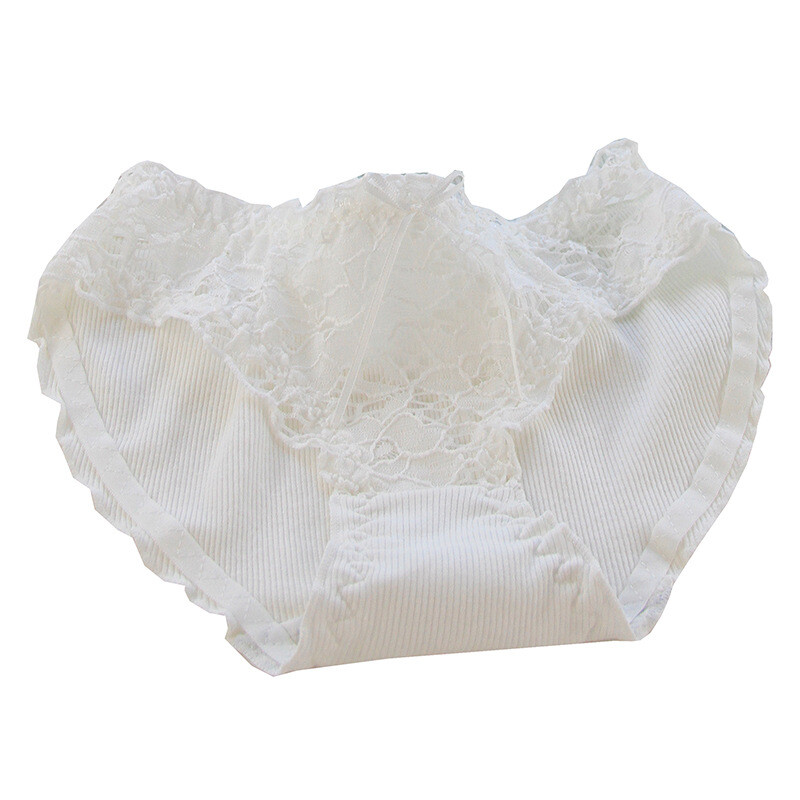 Pure Simple Lace Edge Bow Knot Cute Girl Briefs Thread Cotton Student Shorts