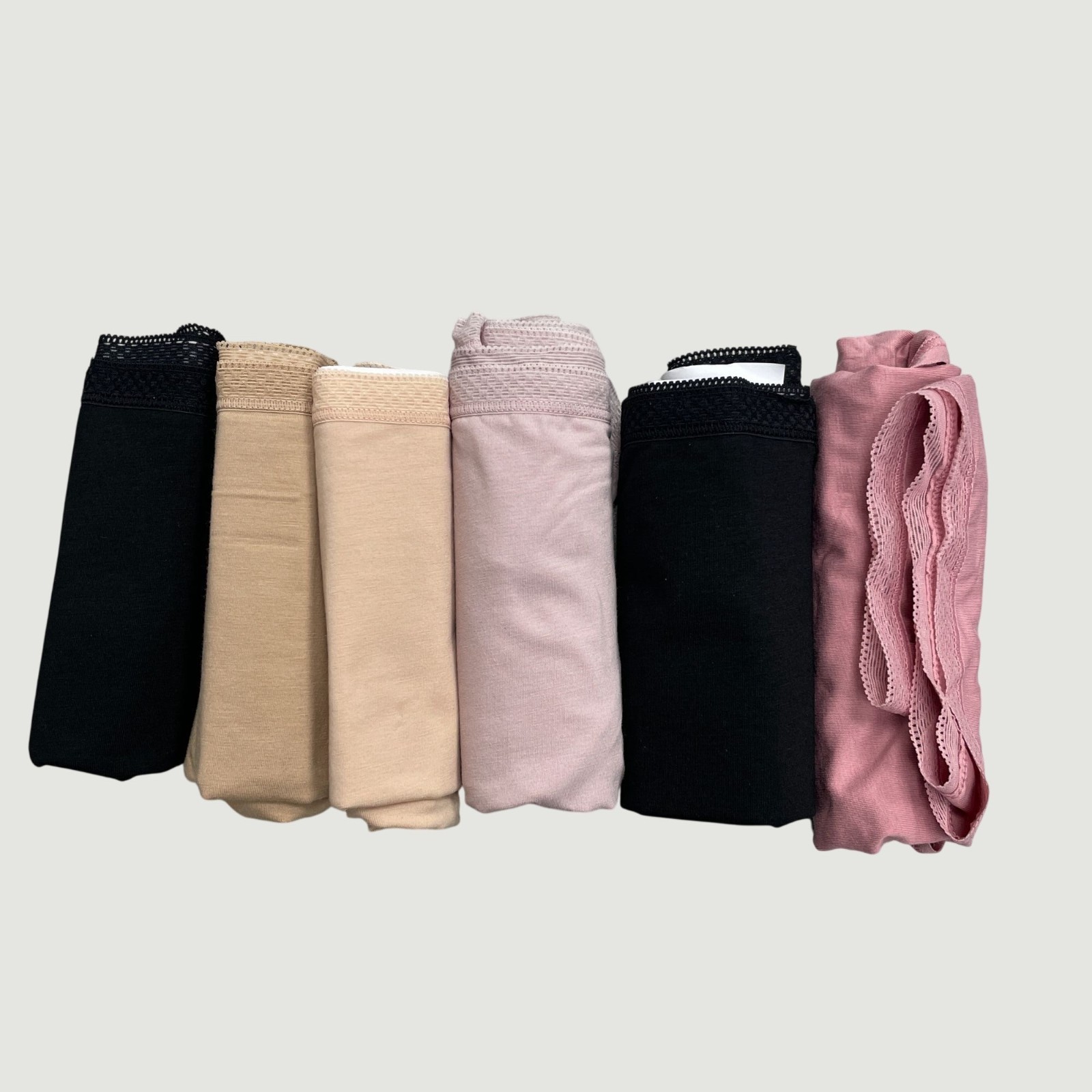 6-Pack Felina Women’s L Pima Cotton Blend Hi-Cut Panties Lace Waistband a2348