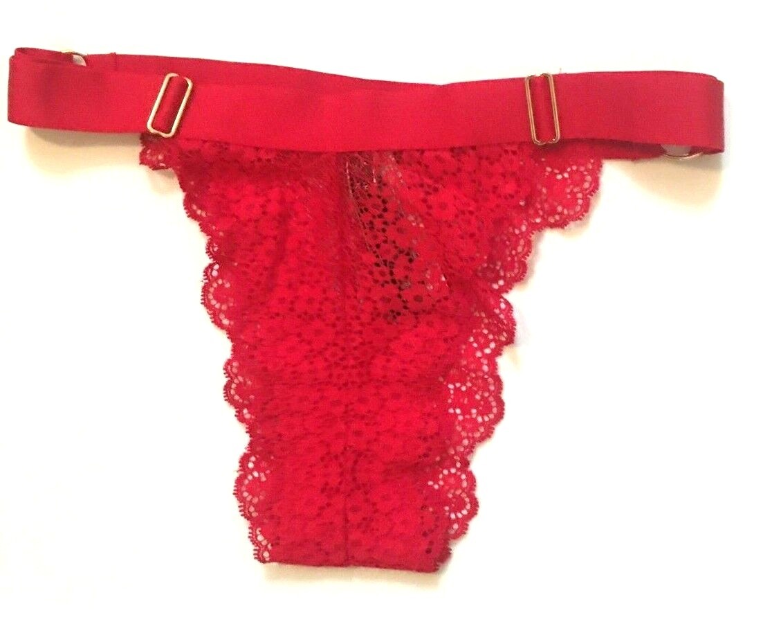 Victoria’s Secret Very Sexy Red Adjustable Waist Lace Brazilian Panties Size M