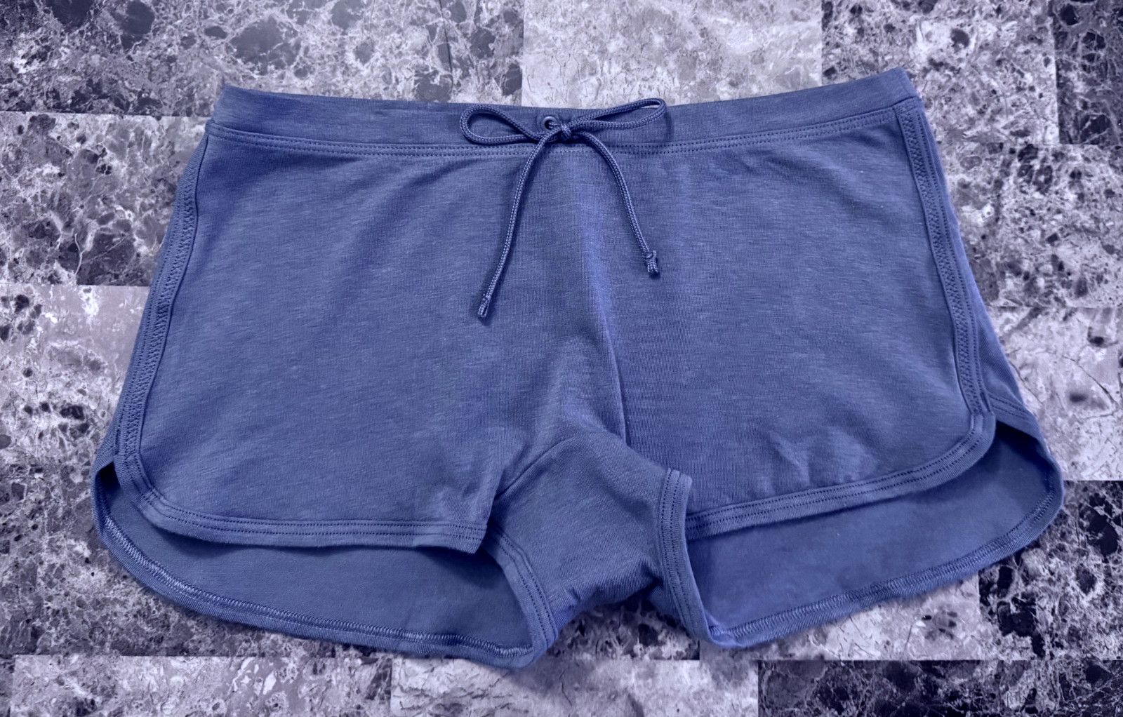NWT VICTORIA’S SECRET PINK BLUE SILVER LOGO CURVED HEM DORM BOYSHORT PANTIES