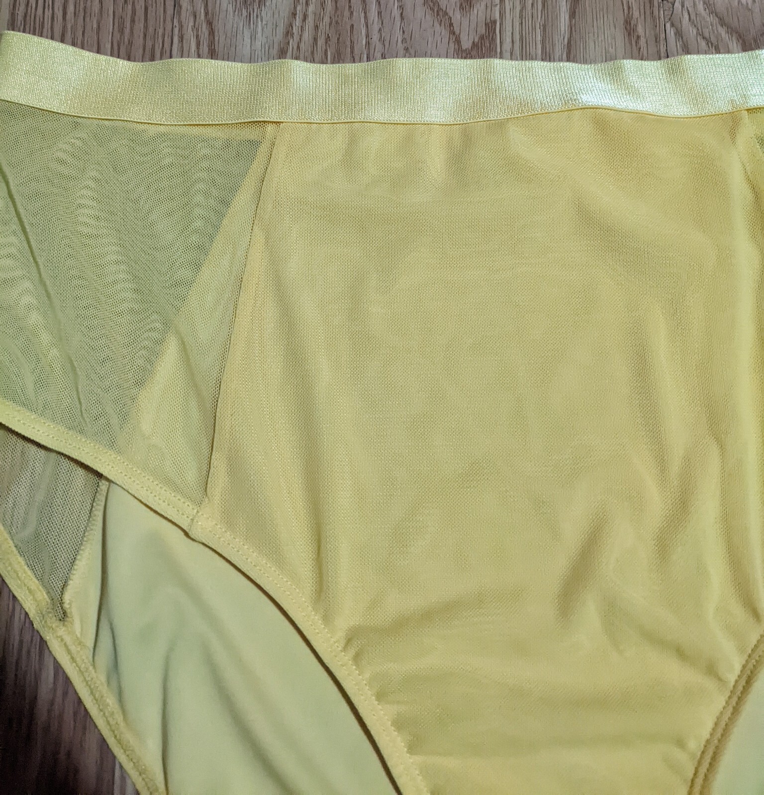 Moons & Junes High Waist Panties L+ Ewe Brief Yellow Sheer Mesh Panel