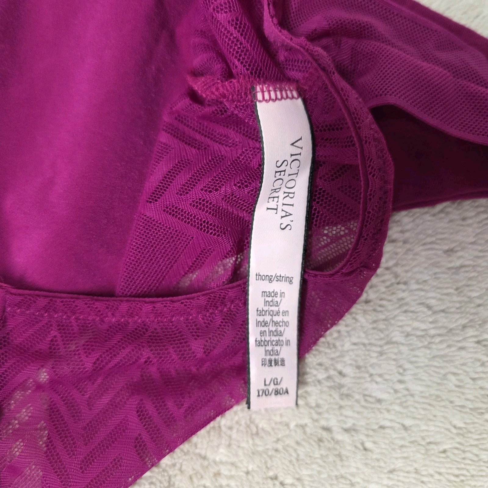 Victoria’s Secret No-Show Thong Panty Fuchsia Pink Large Large
