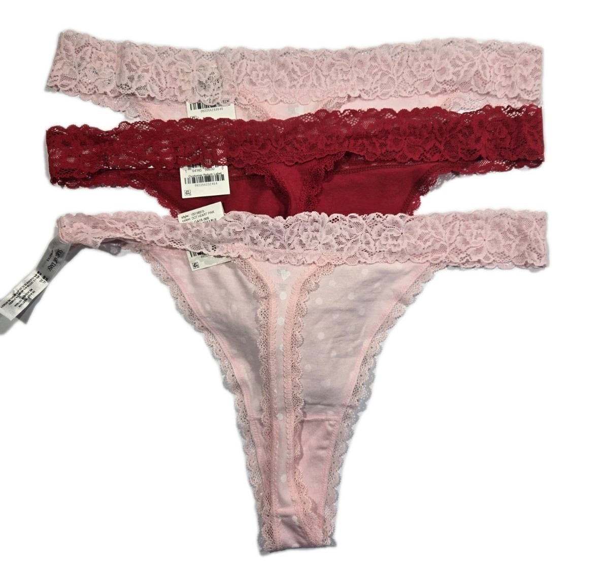 (3) State of Day Vday Lace Panties XL 2- White 1-Red NWT 23A