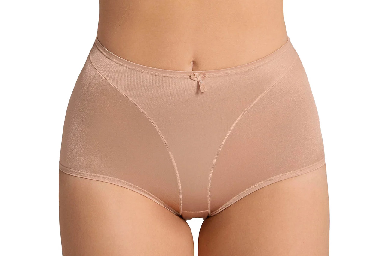Leonisa Light Tummy-Control Hi Cut Thong-Silhouette Panty Size L Brown NWT