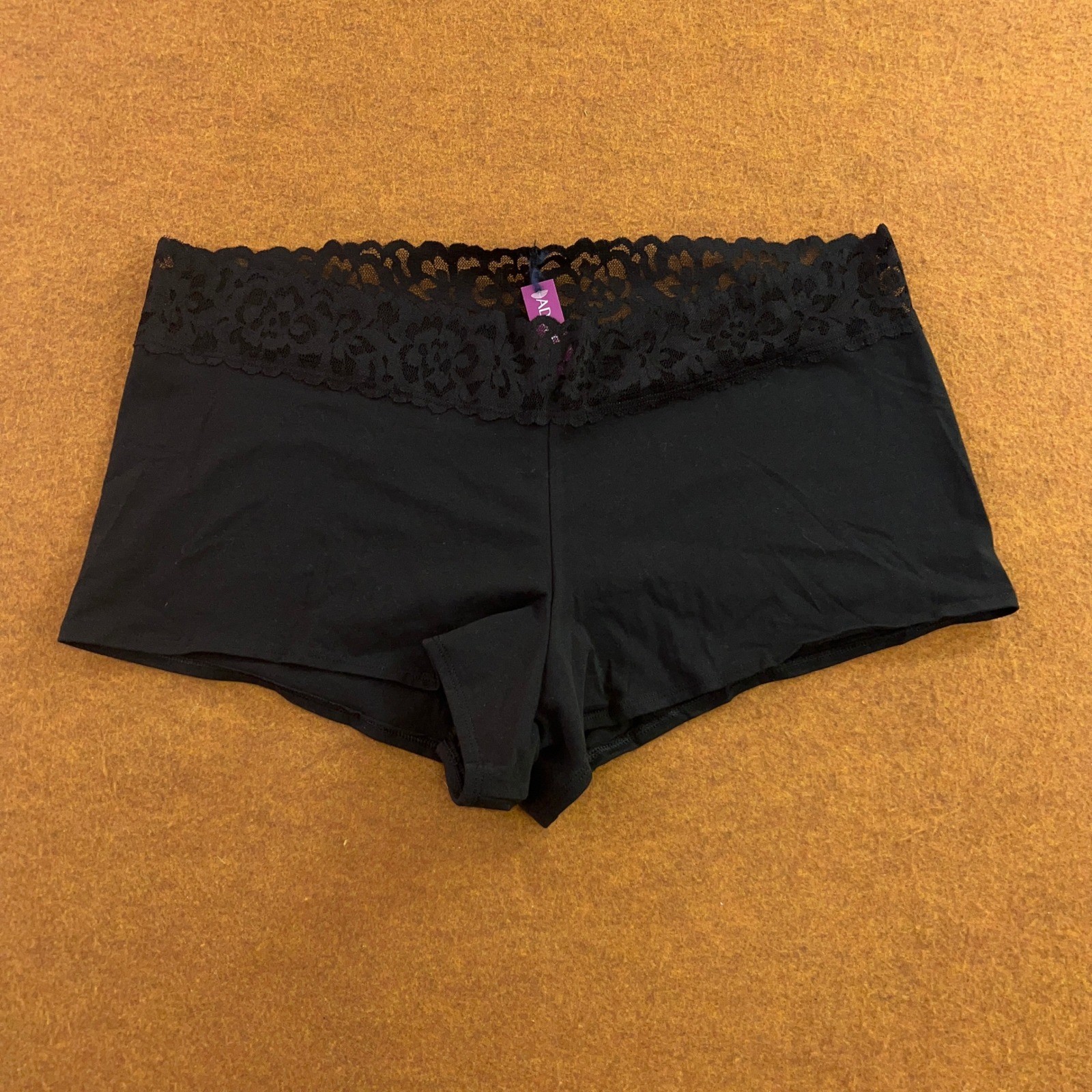 Adore Me Womens Size 3X Black Lace Waistband Cotton Blend Boy Short Panty NWT