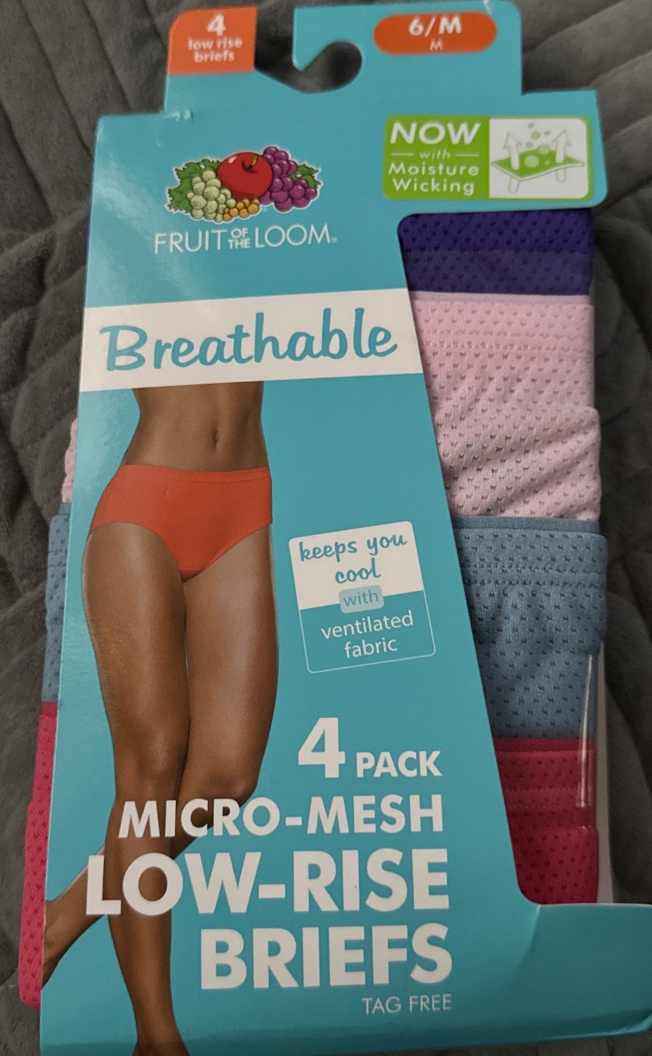 Fruit of the Loom 4-pack Signature Breathable Micro-Mesh Low Rise Briefs Panties
