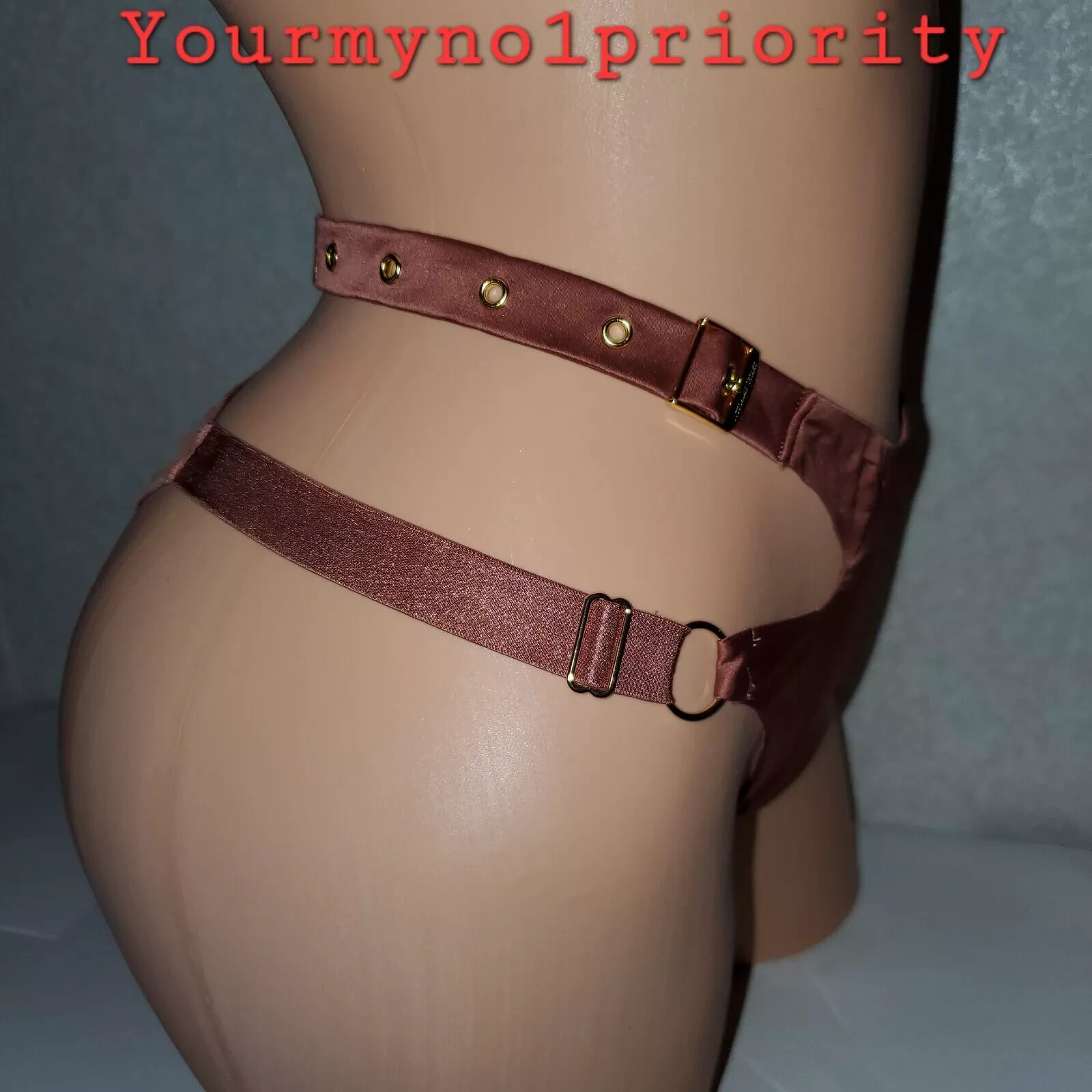 M Victoria Secret Very Sexy Satin SHEER Grommet Buckle Mesh Panty 34.50