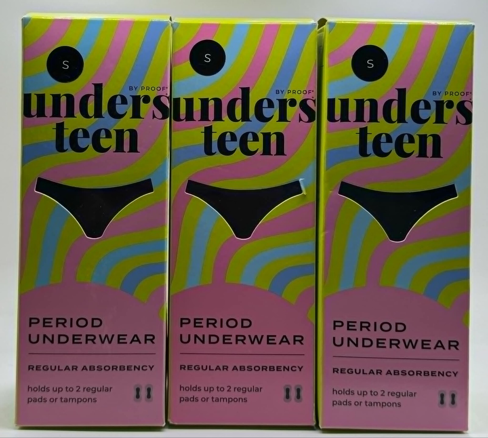 3PK Unders Teen By Proof Period Underwear ~ SMALL ~ BLACK ~ NEW ~ FAST SHIP