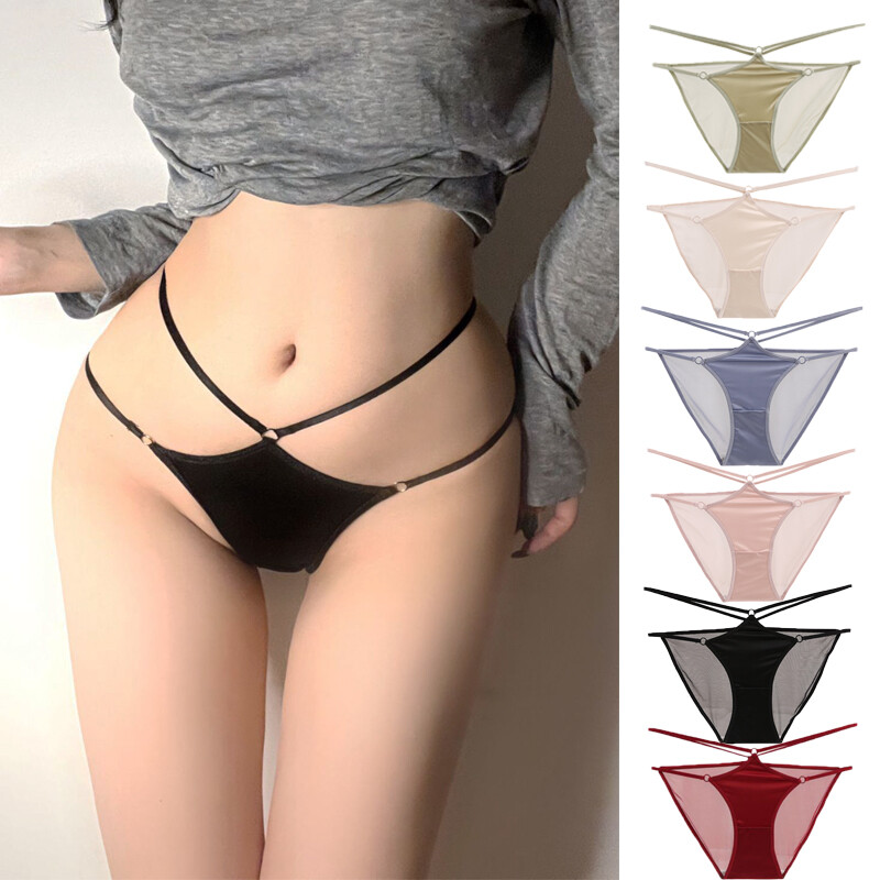 1/6 Pack Lot Women Strappy Satin Panties Vintage Lingeries Underwear Brief Thong