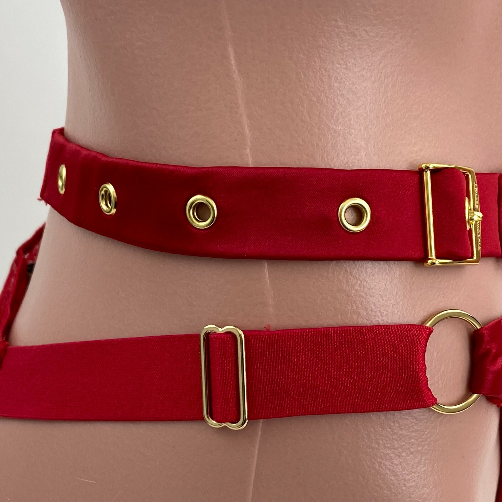 Victoria’s Secret Very Sexy Strappy Gold Ring Side Buckle Brazilian Slip S NWT