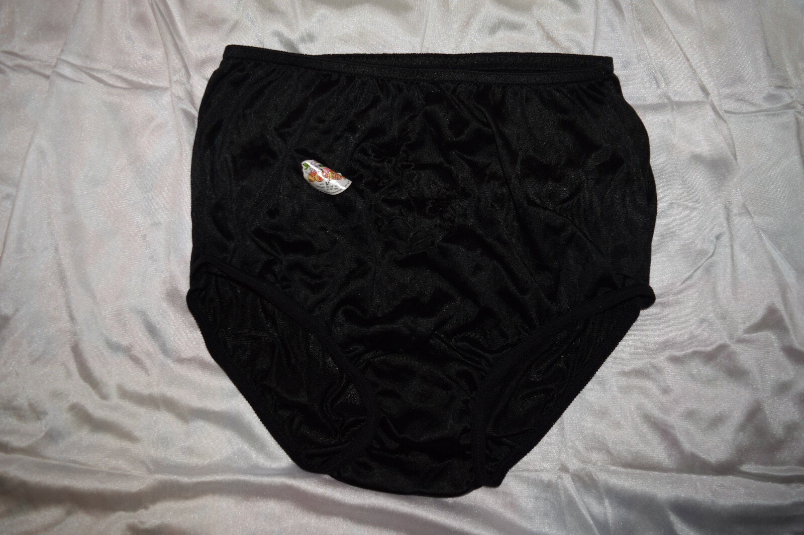 NEW BLACK NYLON BRIEF PANTIES NWT XL