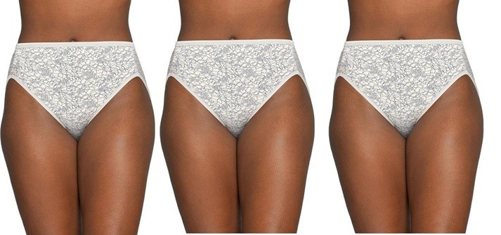 3 pack Vanity Fair Illumination 13108 HI-CUT Brief Tranquil Lace Sz- 6~7~8~9~10