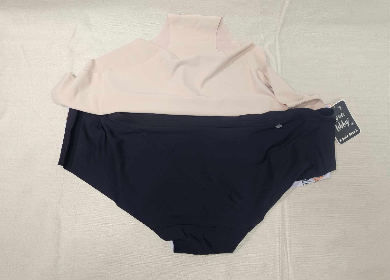 Love Libby Women’s 3-Pack Nylon & Spandex Black, Beige, Lavendar Floral Panties