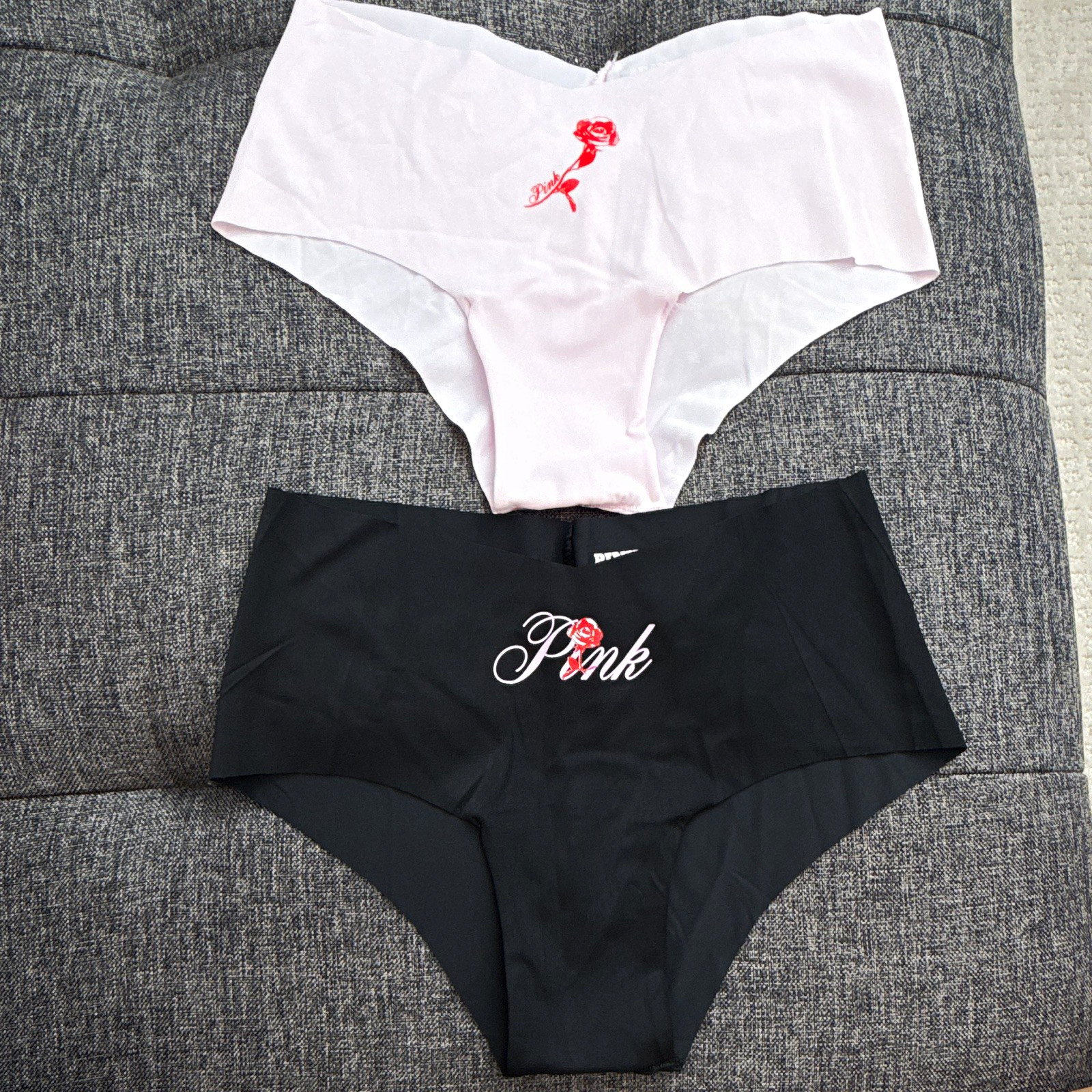 PINK Seamless Stretch Boyshort Panties XS 2-Pack Rose Logo Nylon/Spandex