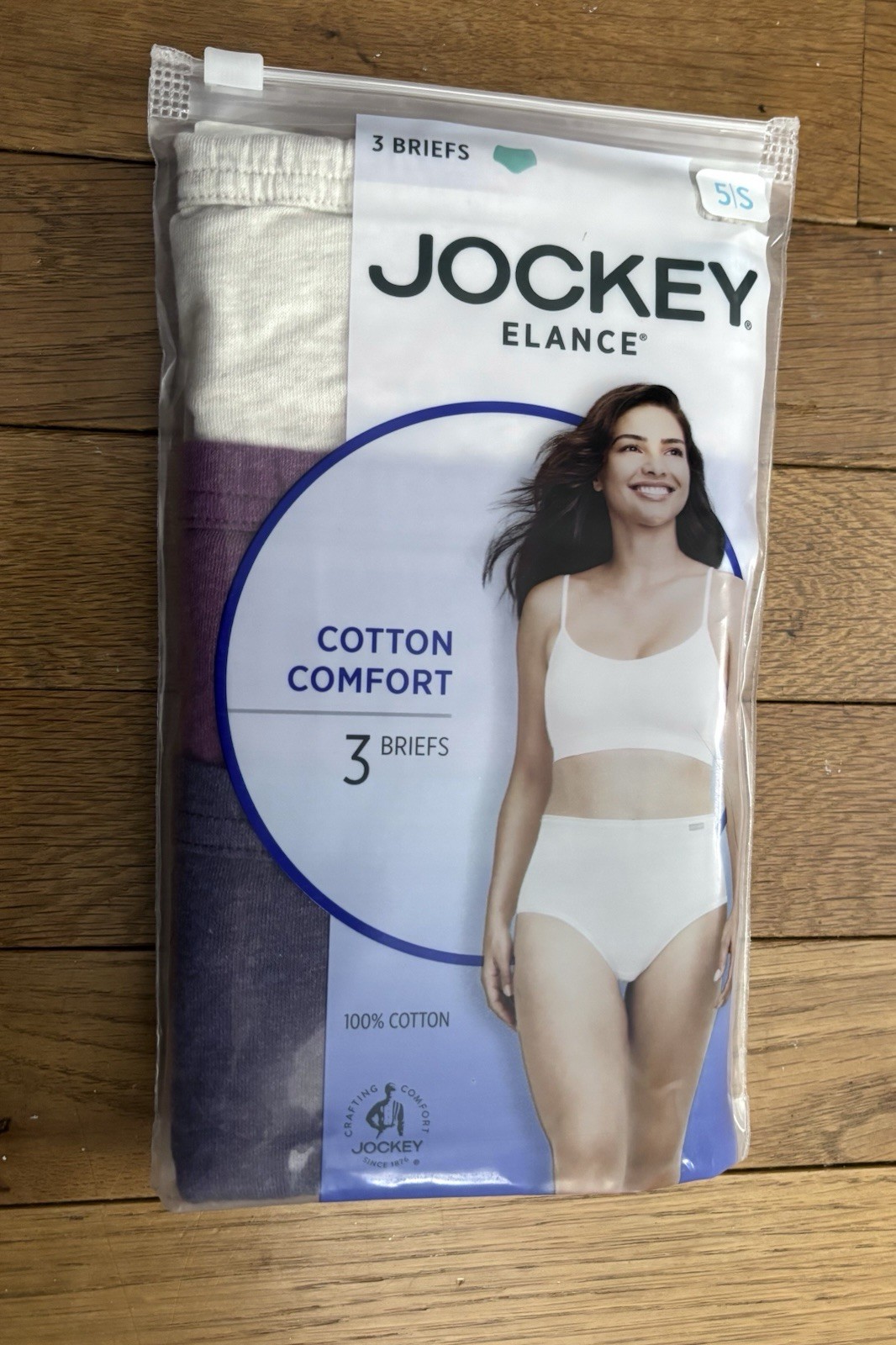 Women’s Size Small 5 Jockey Elance 3-Pack Comfort Brief Panty 100% Cotton