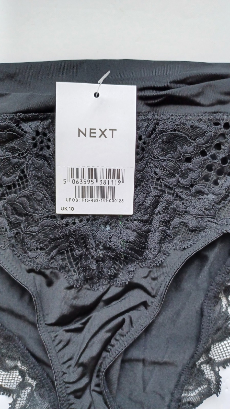 Next Black Ultimate Comfort Lace Back High Leg Knickers Size UK 10