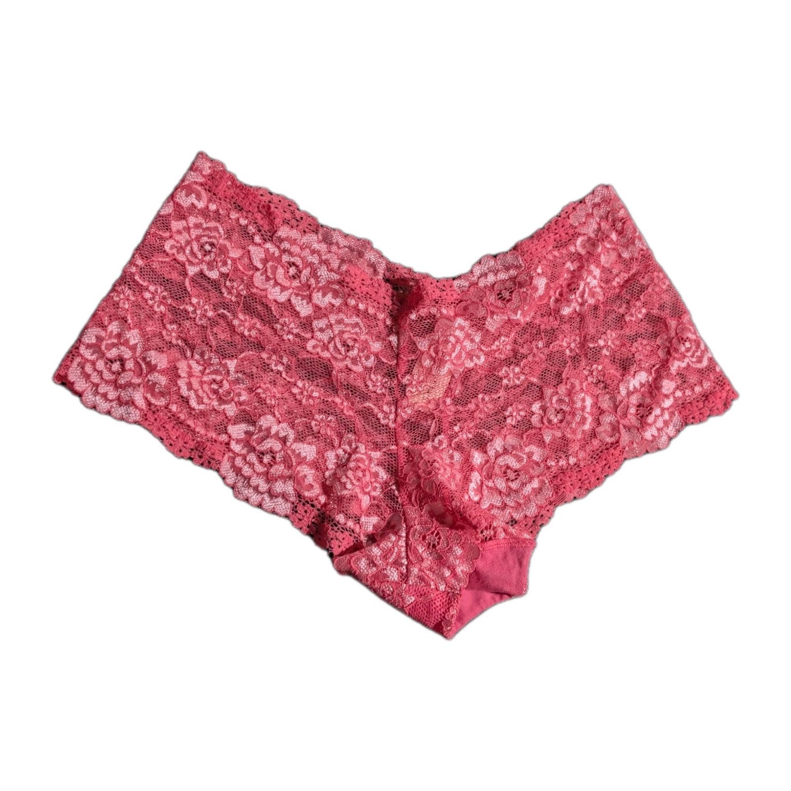 Victoria’s Secret Boyshort Panties Pink Floral Lace Size Medium Stretchy Nylon