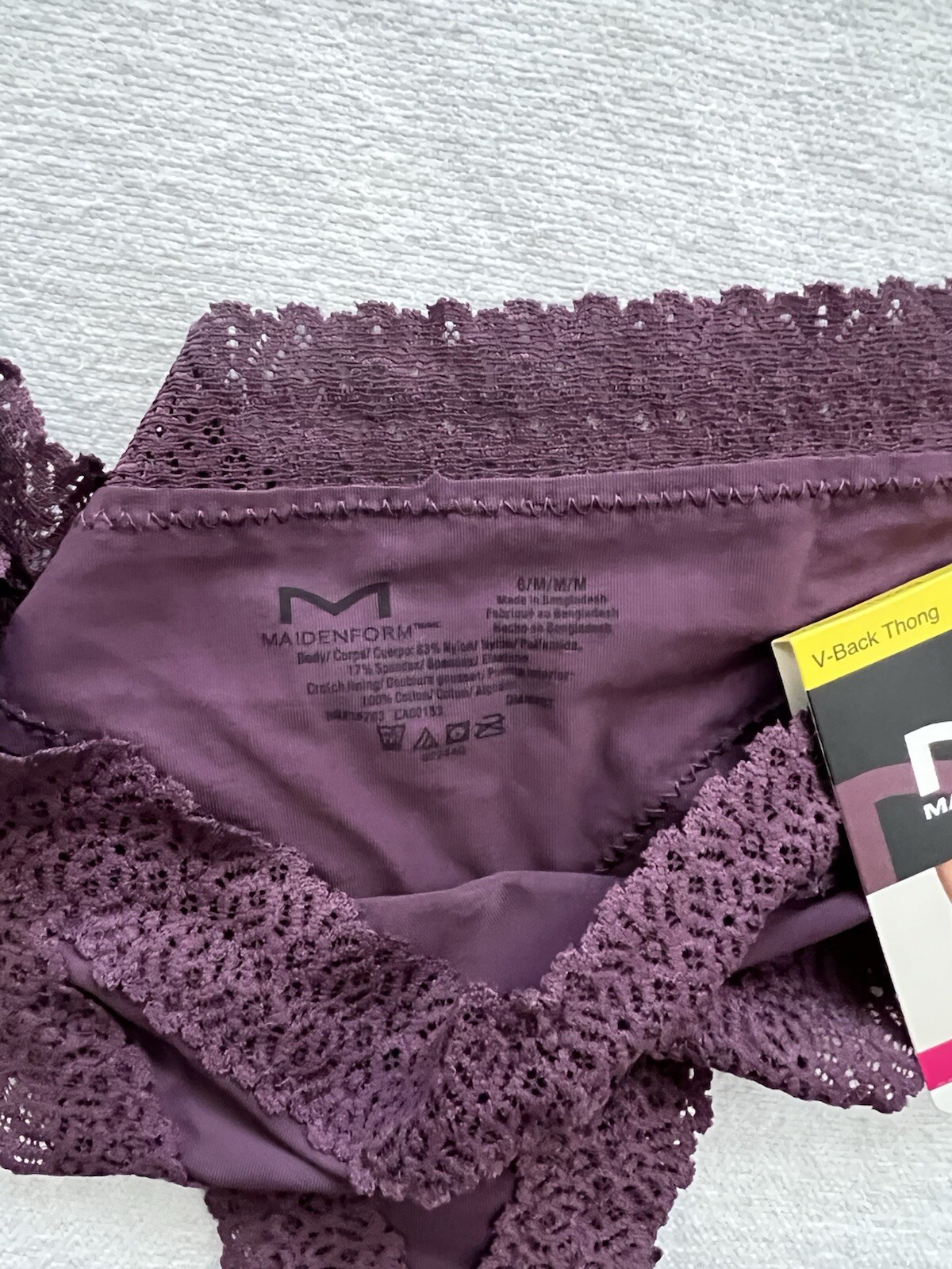 NEW Maidenform DMMVBT Quartz Purple V Back Thong 3 Pair Medium 6 Women’s Thong