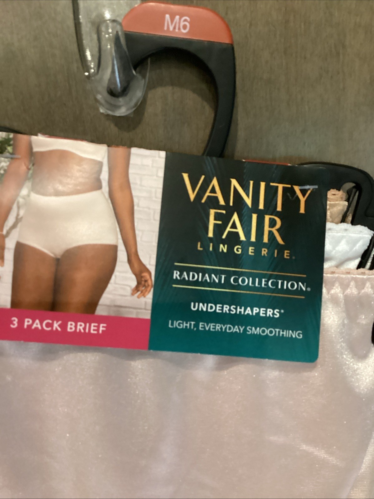 Vanity Fair Radiant Undershapers Brief Panties 3 Pack Sz M 6 Beige White Pink