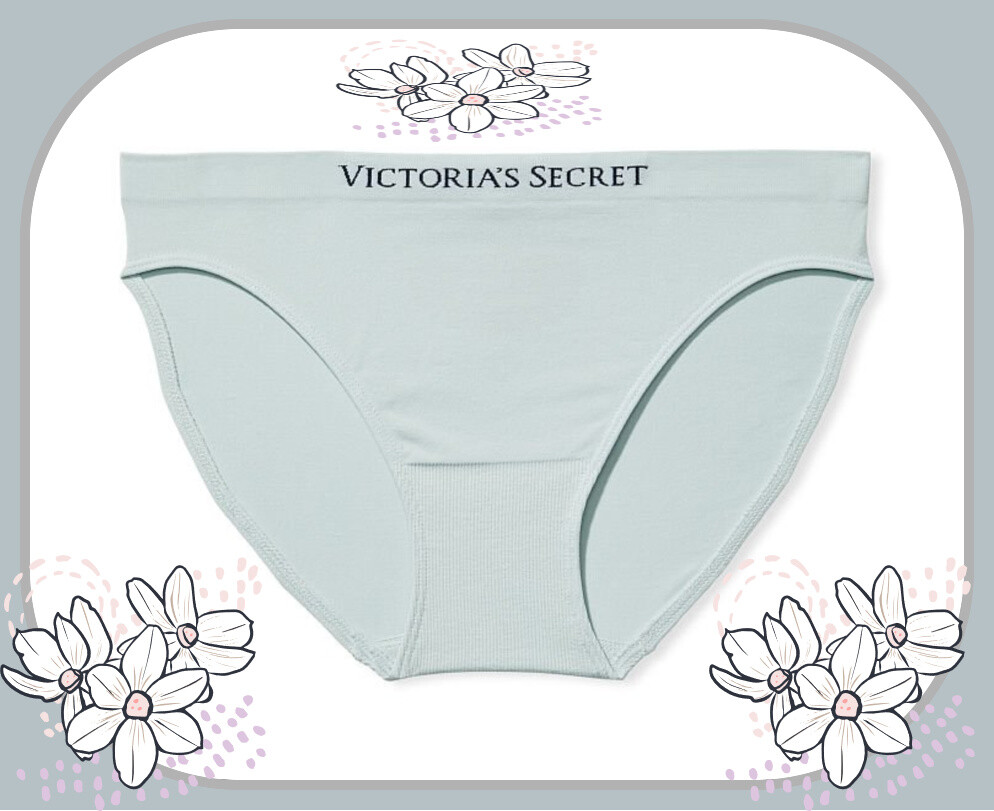 L Soft Dove Grey Gray Foggy Cloud LOGO Seamless Victorias Secret Bikini Pantie