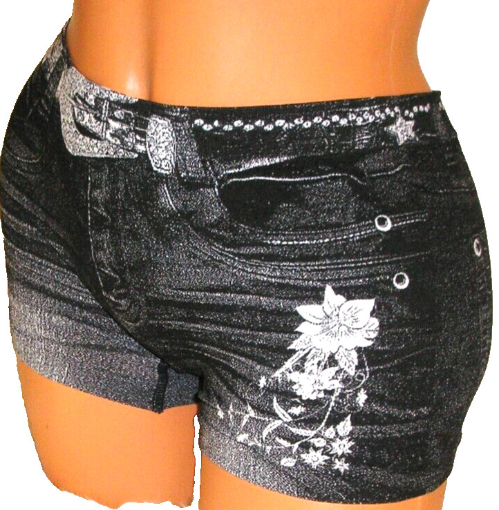 Panties Lingerie Faux Black Denim Look Boyshorts Large Adult Gift