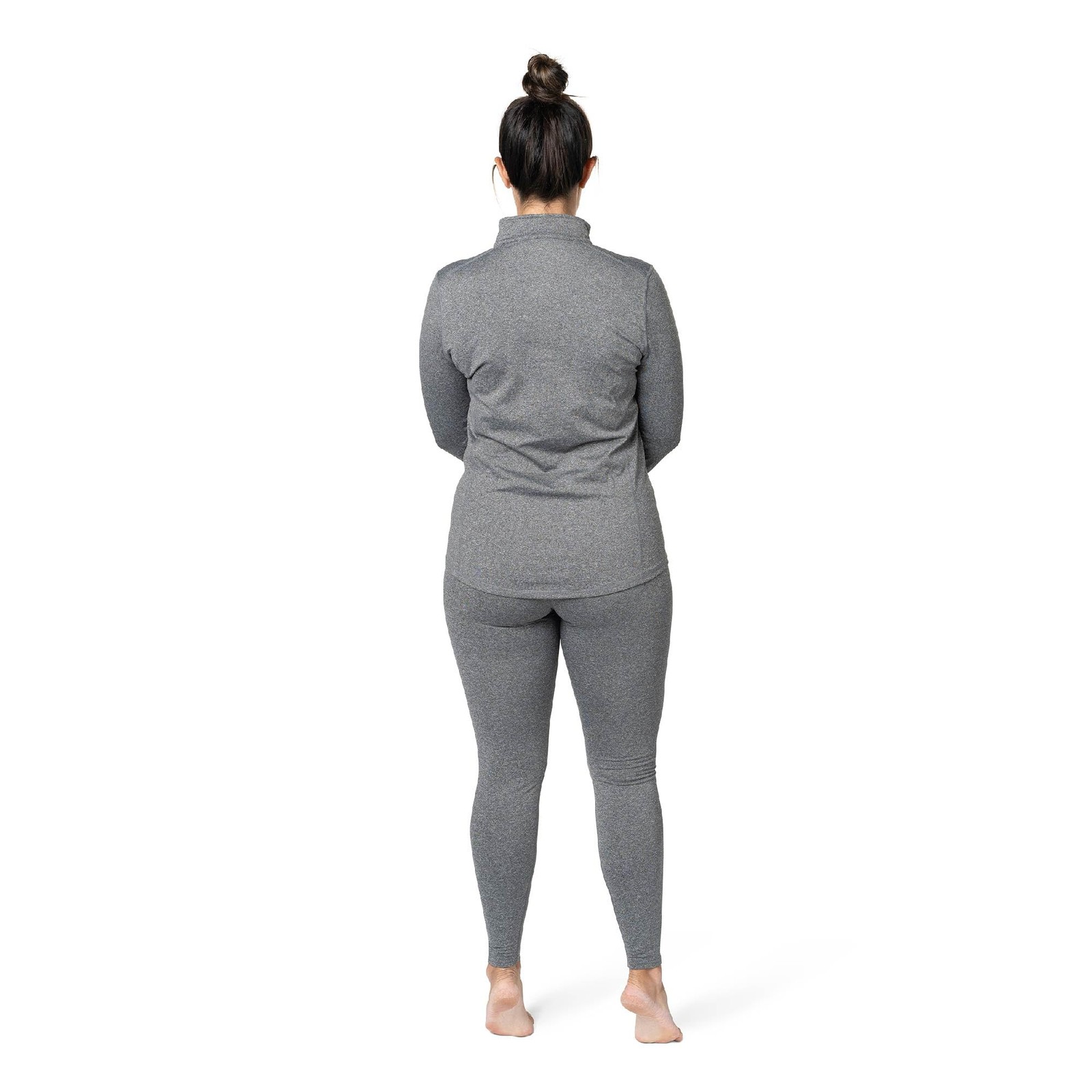 Women’s Micro-Elite Chamois Solid Zip-T Midweight Body Fit Base Layer, Granit…