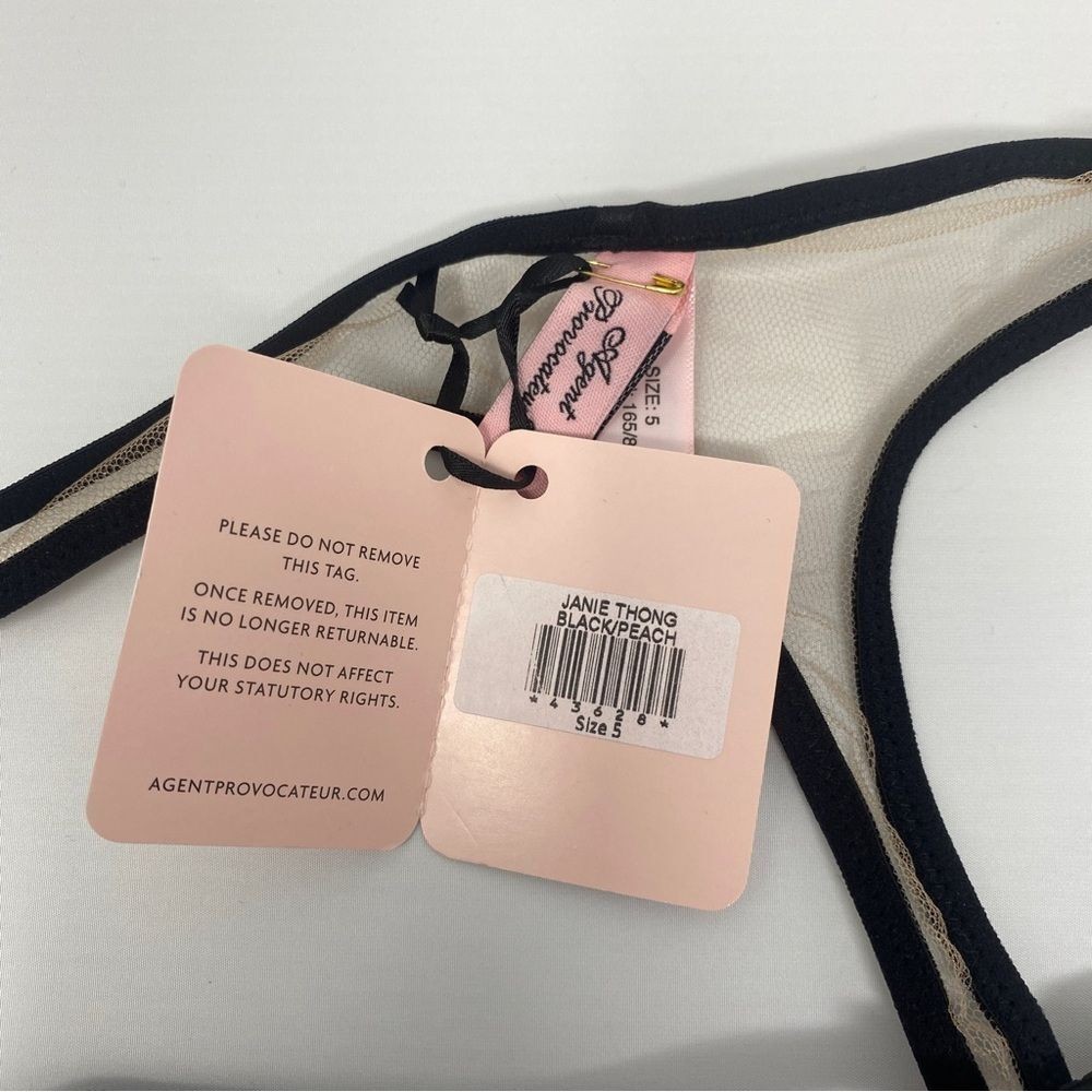 Agent Provocateur Janie Black Peach Thong AP5 Extra Large New