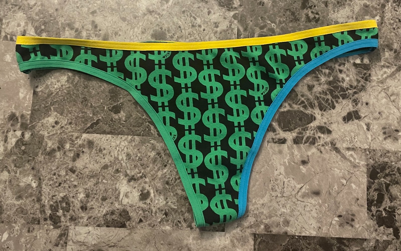 NWT VICTORIA’S SECRET PINK M DOLLAR SIGN VINTAGE RARE SKINNY SIDE THONG PANTIES