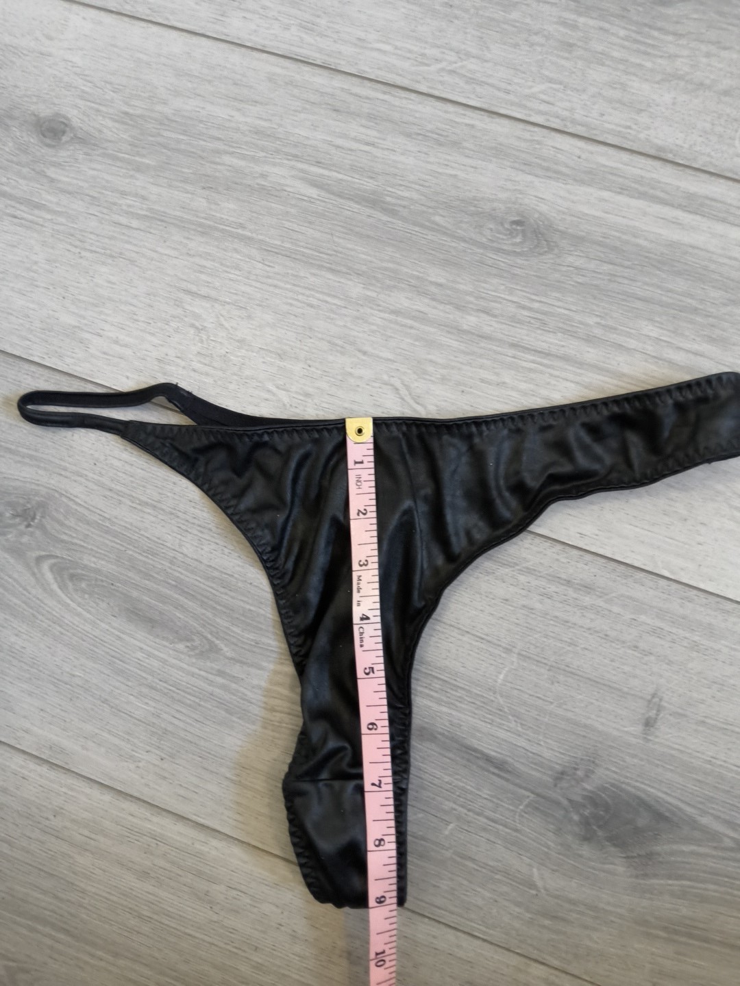 BNWOT Vintage Ann Summers Black Wet Look Asymmetric Thong Size 14-16