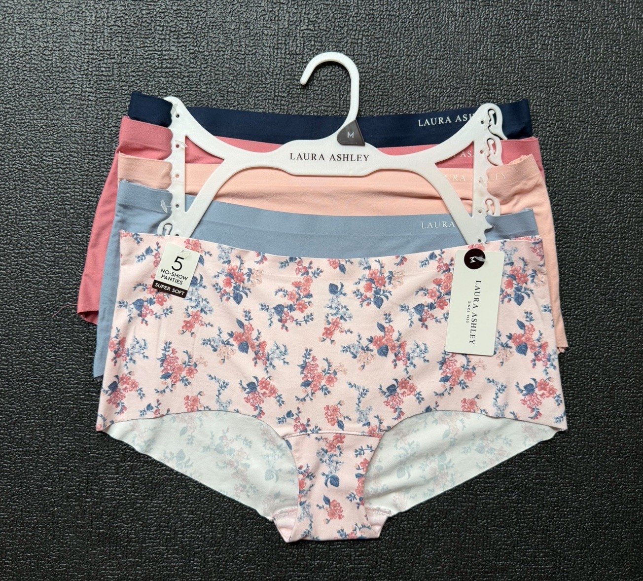 5 Pack LAURA ASHLEY M No-Show Hipster Hiphugger Panty Set Bundle Lot Tagless