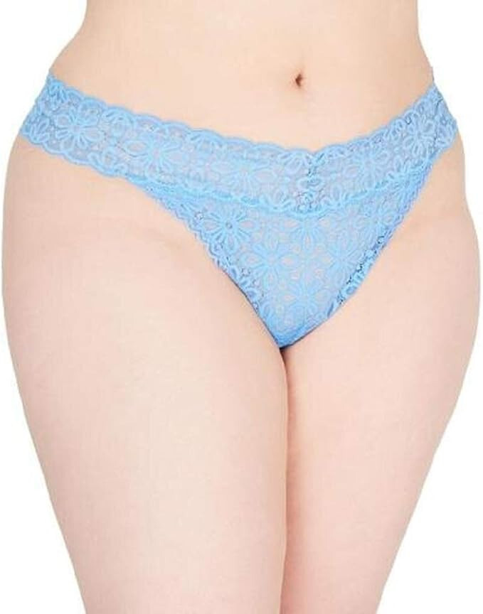 Jenni Womens Plus Sexy Underwear Thong Panty Blue O/S