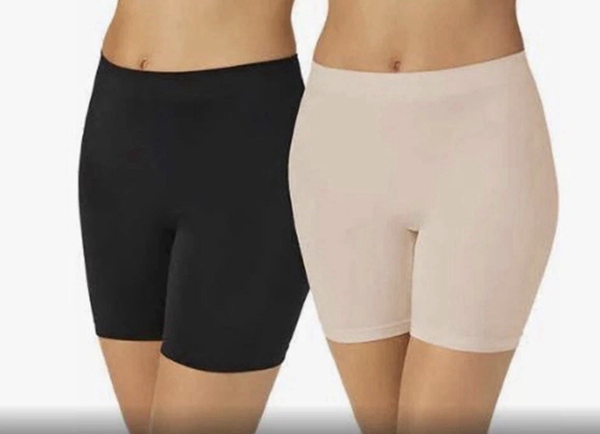 Carole Hochman Women’s 2 Pack Slip Shorts, Black/Beige, Size XL (New In Box)