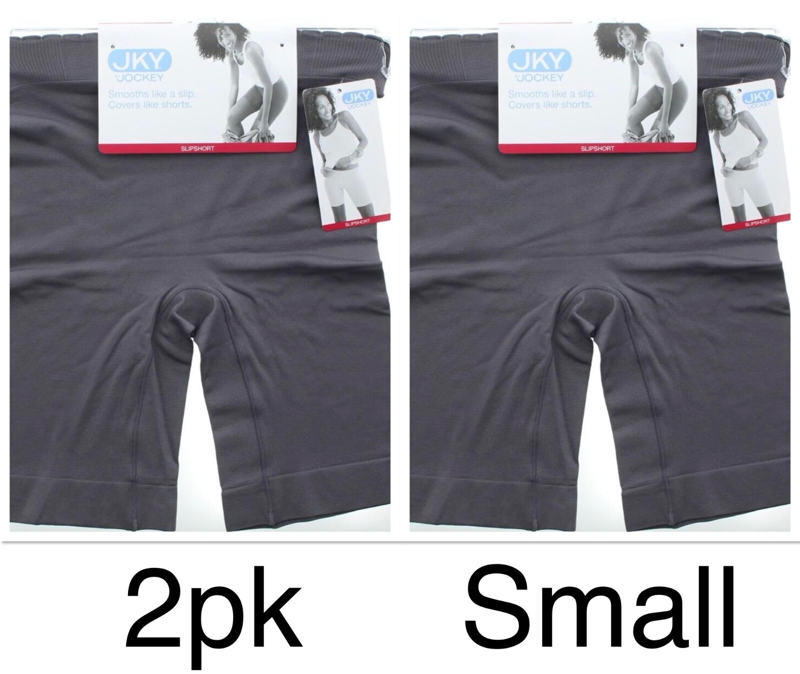 Jockey Slipshort 2PK SMALL Gray Microfiber Stretch Cotton Smoothing JKY
