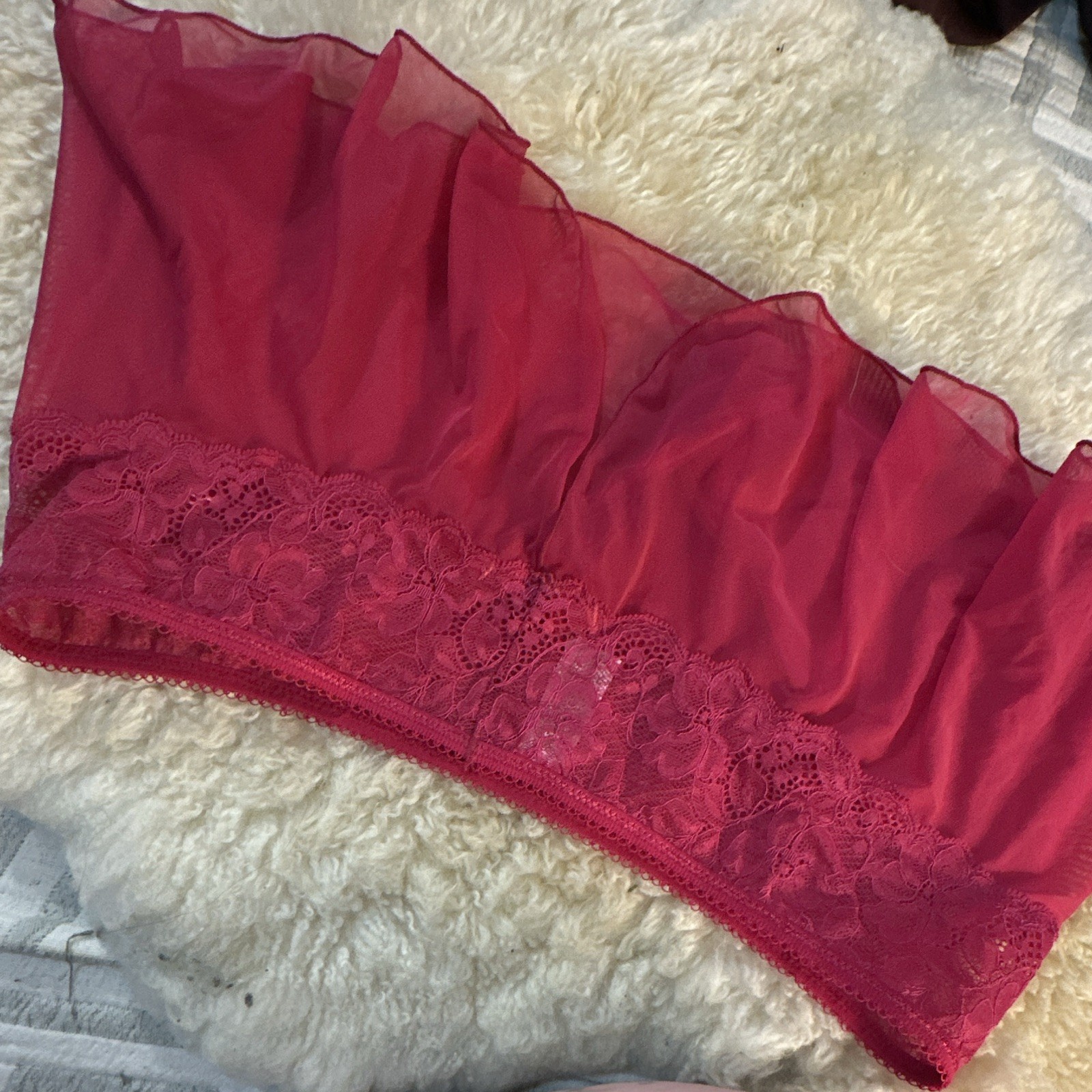 b.tempt’d Pink Floral Lace Mesh Boyshort Panties Sheer Stretch L